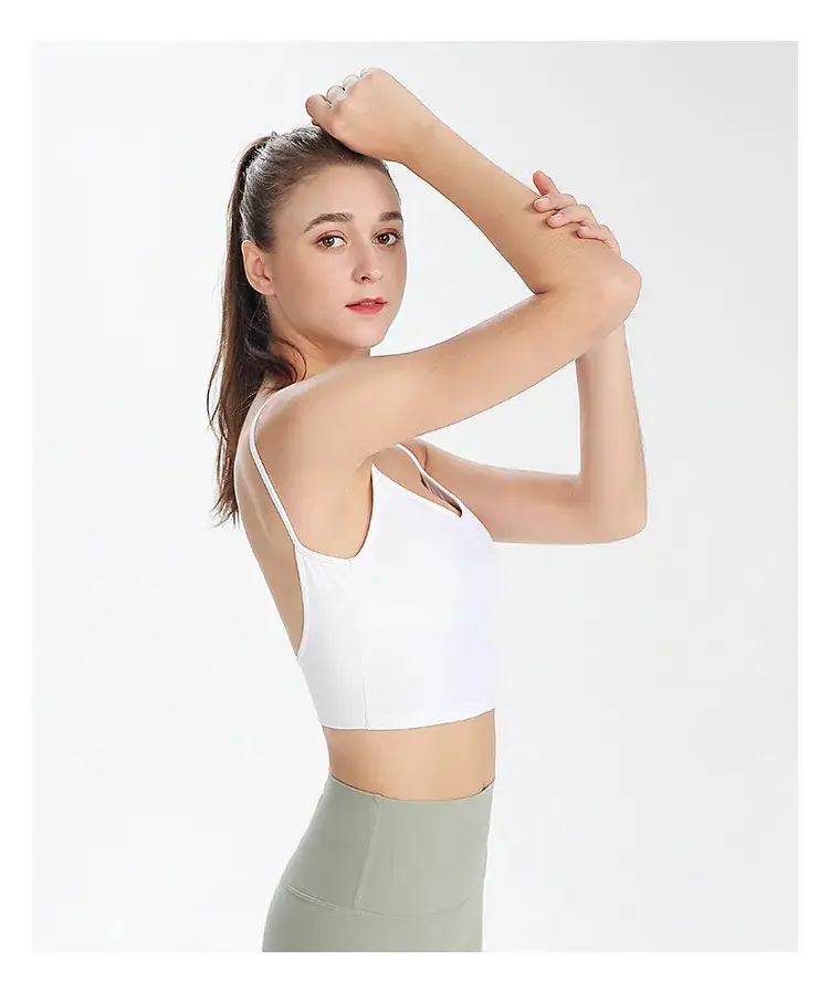 Women's Back Sports Bra White Wide Elastic Cup — feature 25