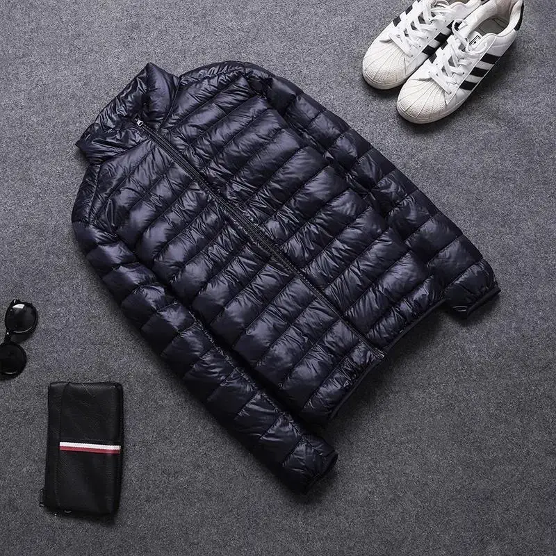 Men Hooded Puffer Jacket Black Winter Light Middle - Image 12