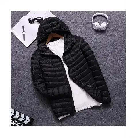 Men Hooded Puffer Jacket Black Winter Light Middle - Image 13