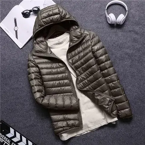Men Hooded Puffer Jacket Black Winter Light Middle - Image 9