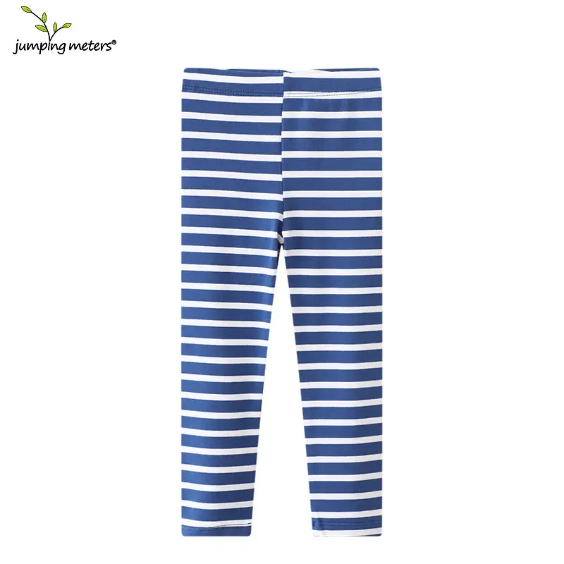 Girls Striped Cotton Leggings Red White Medium Small