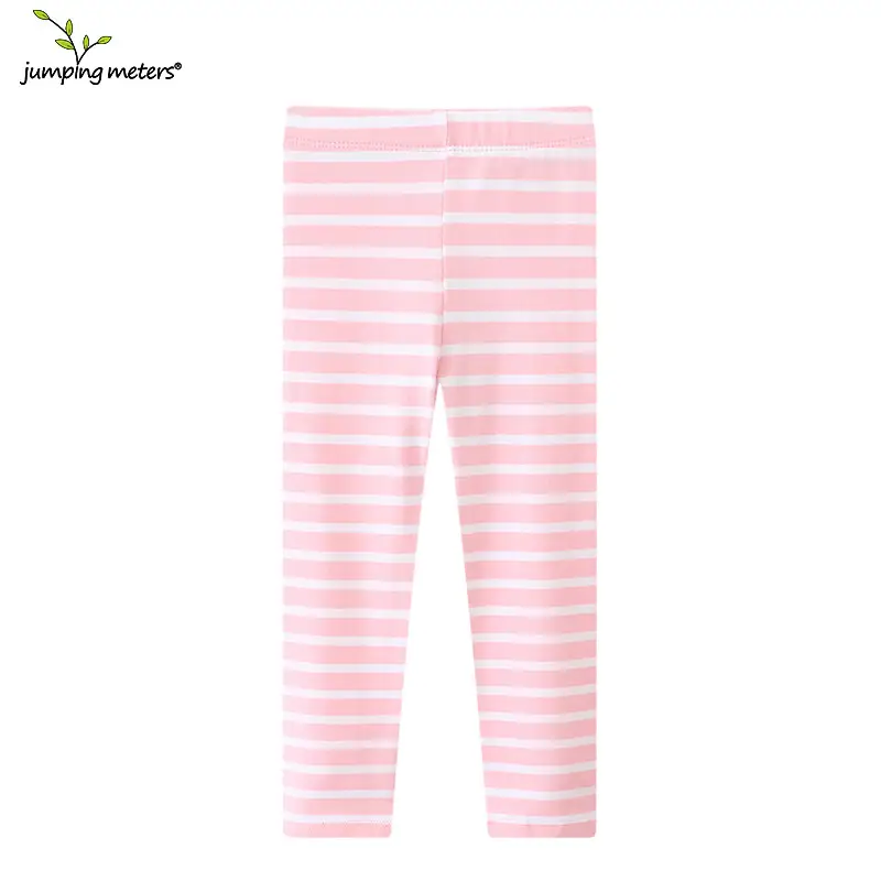 Girls Striped Cotton Leggings Red White Medium Small
