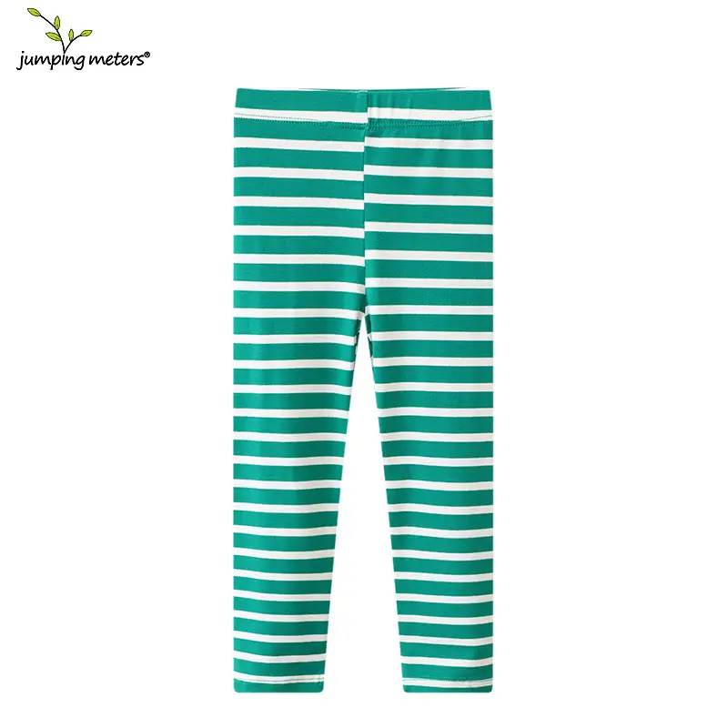 Girls Striped Cotton Leggings Red White Medium Small