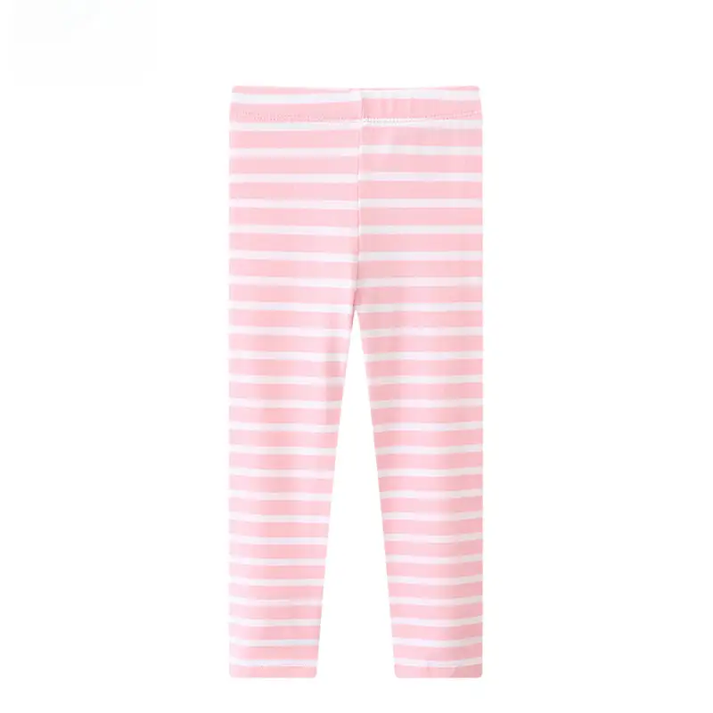 Girls Striped Cotton Leggings Red White Medium Small