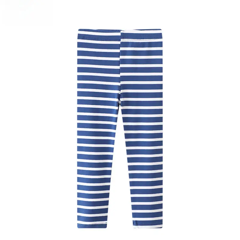 Girls Striped Cotton Leggings Red White Medium Small