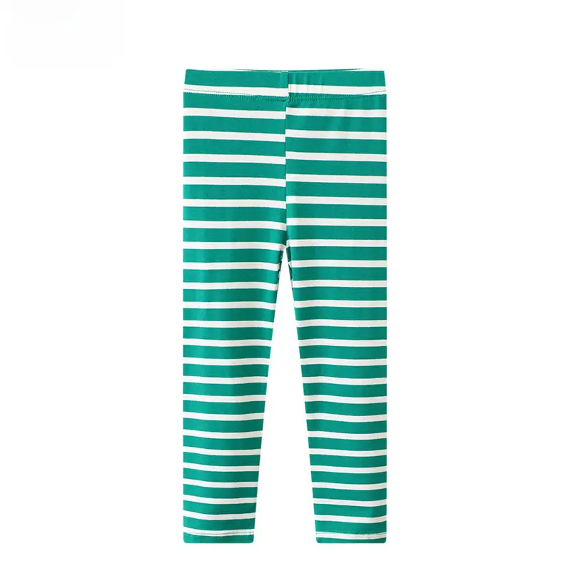 Girls Striped Cotton Leggings Red White Medium Small
