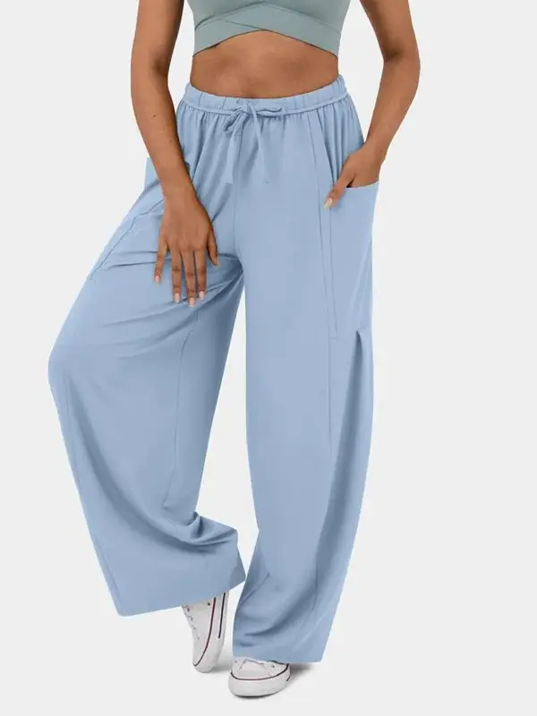 Elegant Elastic Waist Pleated Wide Leg Pants for Women - Image 10