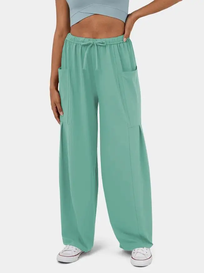 Elegant Elastic Waist Pleated Wide Leg Pants for Women - Image 13