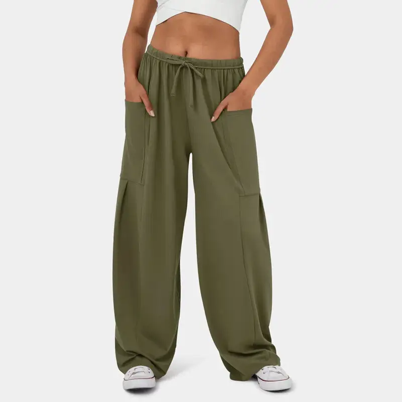 Elegant Elastic Waist Pleated Wide Leg Pants for Women - Image 5