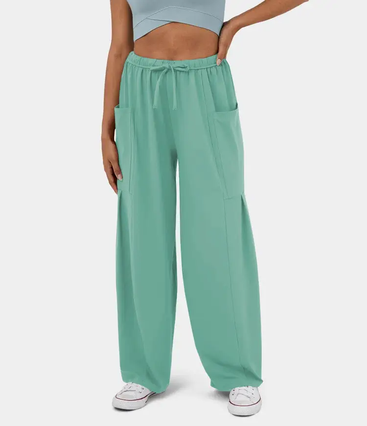 Elegant Elastic Waist Pleated Wide Leg Pants for Women - Image 6