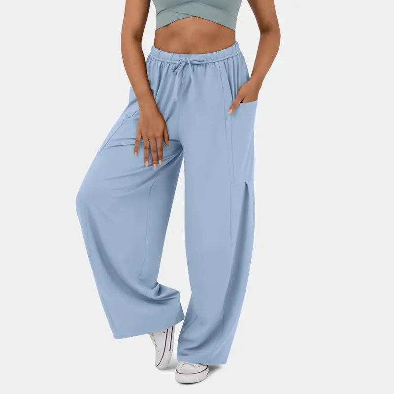 Elegant Elastic Waist Pleated Wide Leg Pants for Women - Image 7