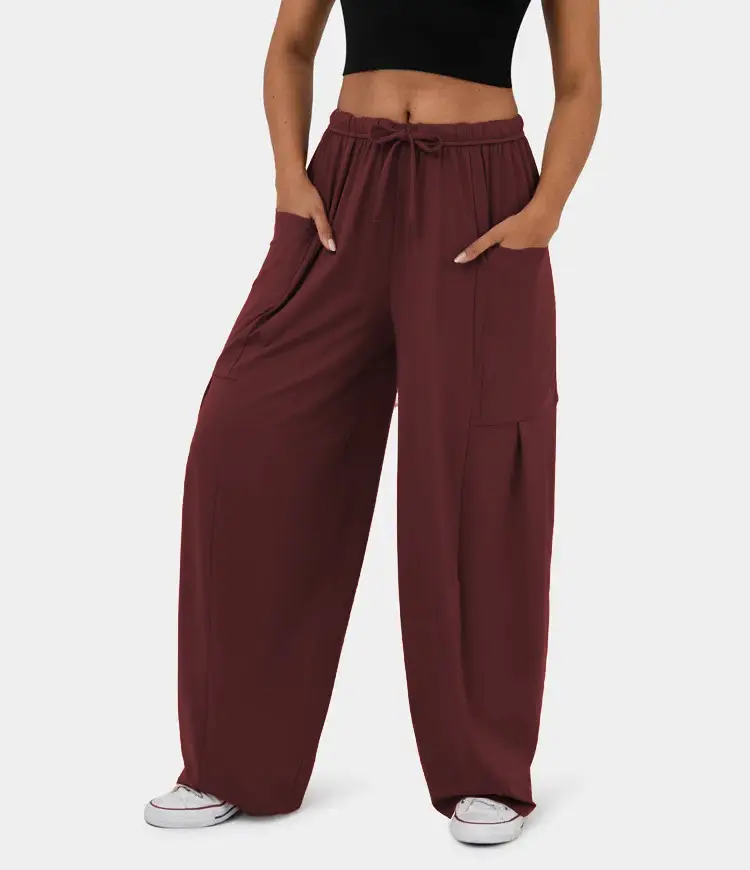 Elegant Elastic Waist Pleated Wide Leg Pants for Women - Image 8