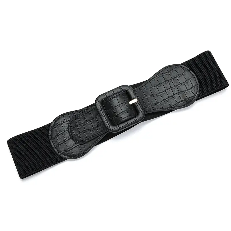 Women's Brown Elastic Girdle Belt with Buckle - Image 6
