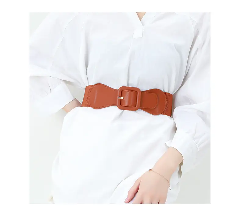 Women's Brown Elastic Girdle Belt with Buckle β feature 12