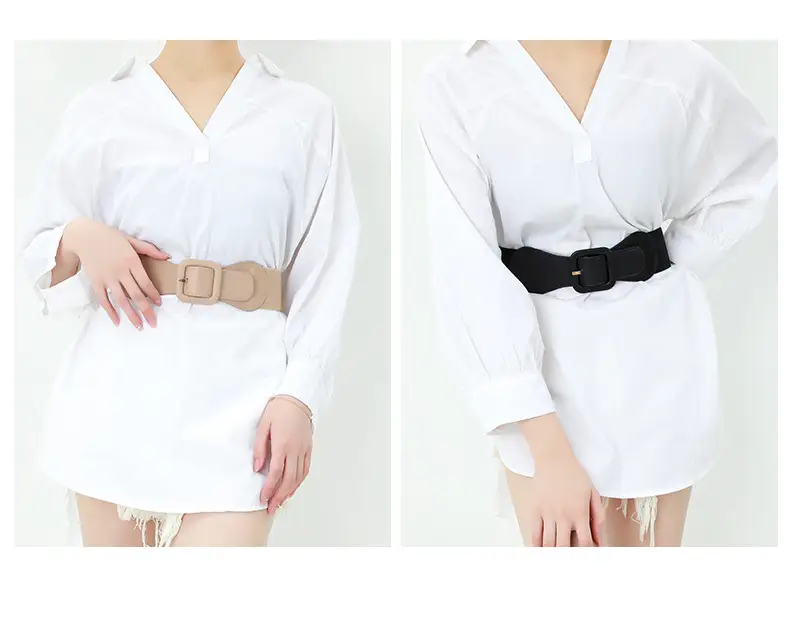 Women's Brown Elastic Girdle Belt with Buckle β feature 13