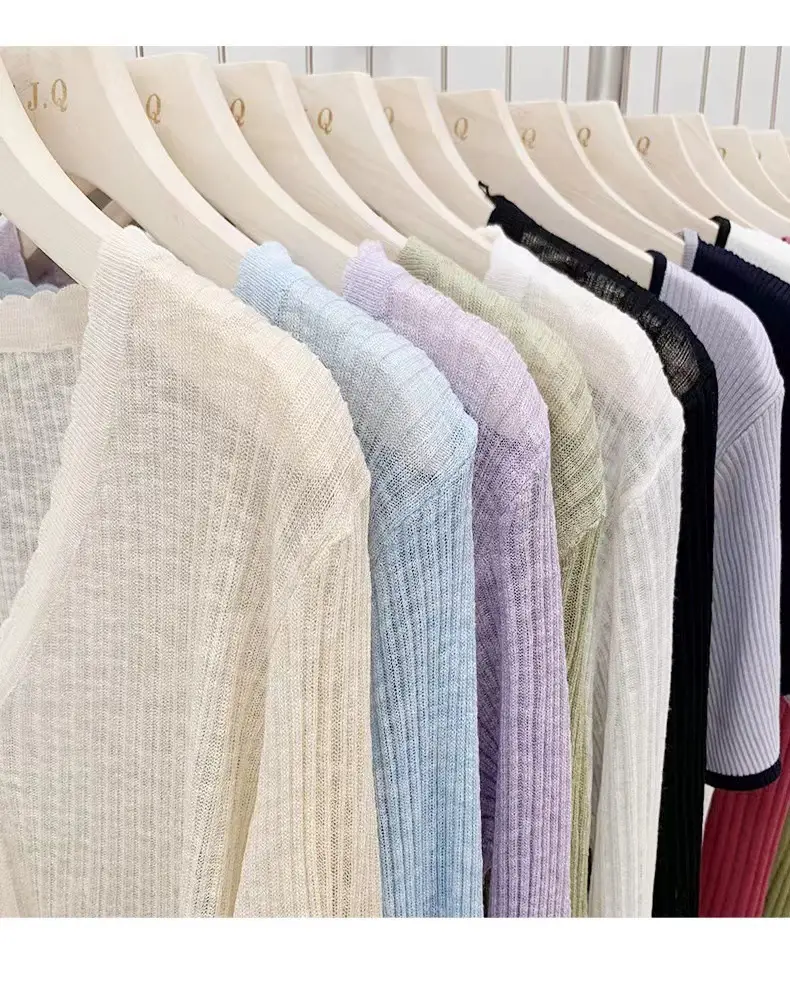 Women Knitted V-Neck Long Sleeve Top White — feature 6
