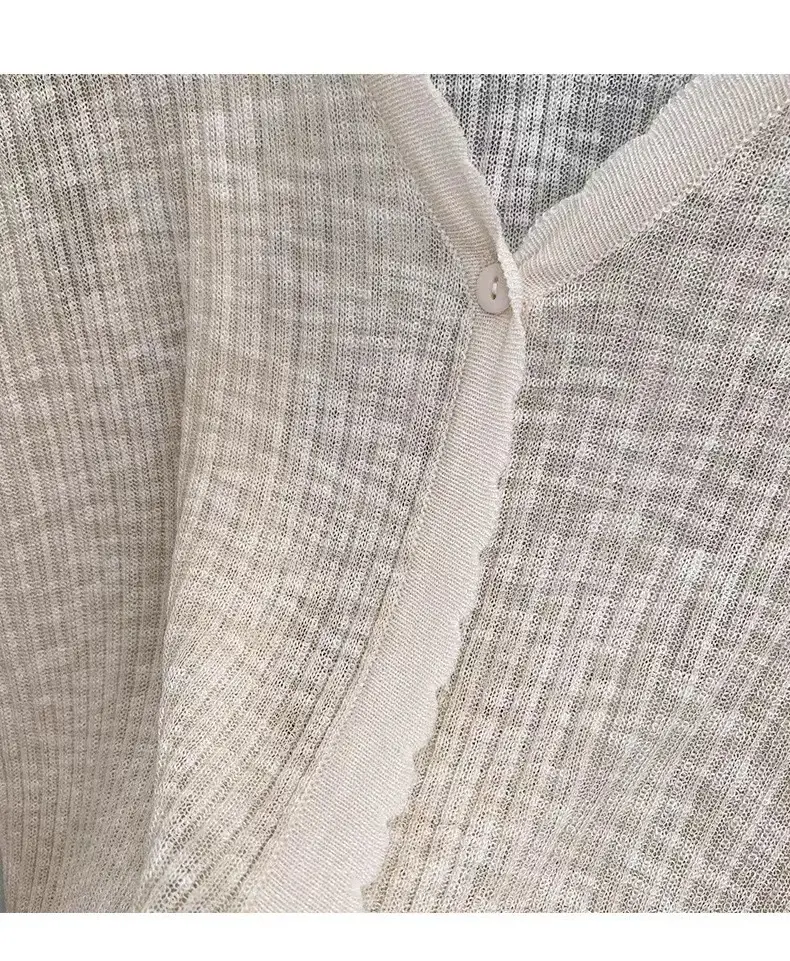 Women Knitted V-Neck Long Sleeve Top White — feature 7