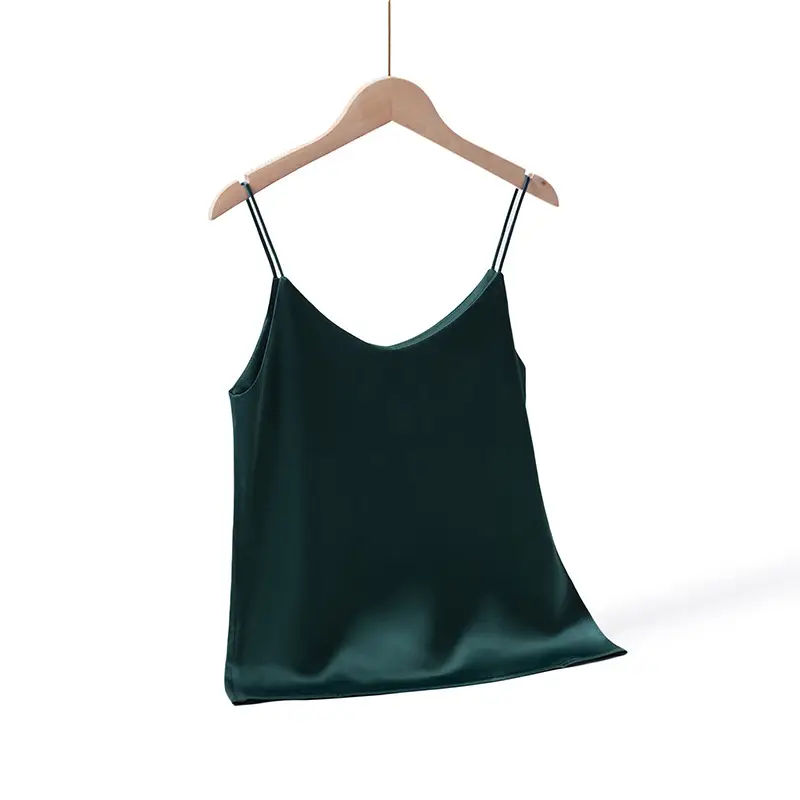 Green V-Neck Camisole Top Acetic Satin Small - Image 12