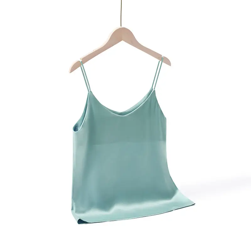 Green V-Neck Camisole Top Acetic Satin Small - Image 13