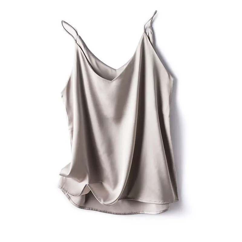 Green V-Neck Camisole Top Acetic Satin Small - Image 4