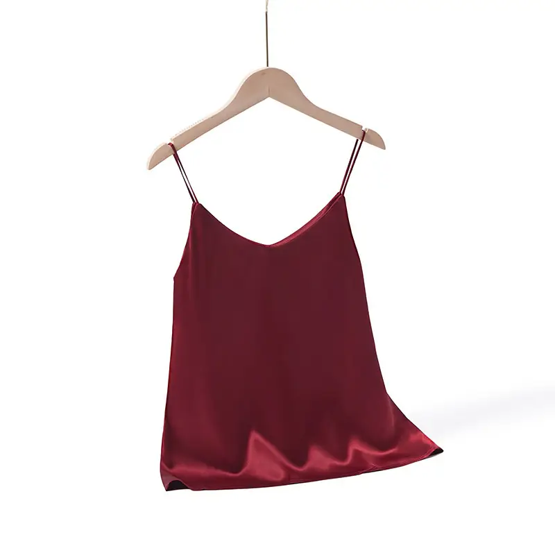 Green V-Neck Camisole Top Acetic Satin Small - Image 5