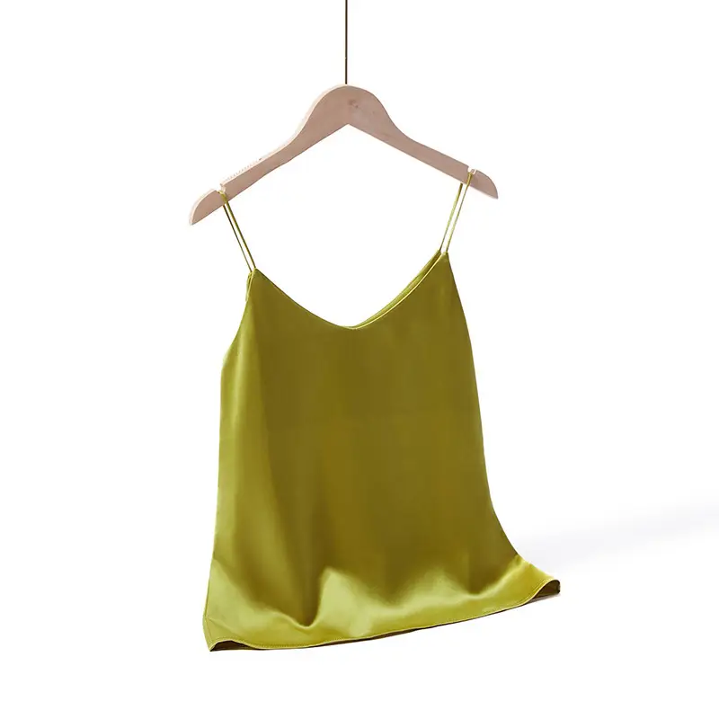 Green V-Neck Camisole Top Acetic Satin Small - Image 7