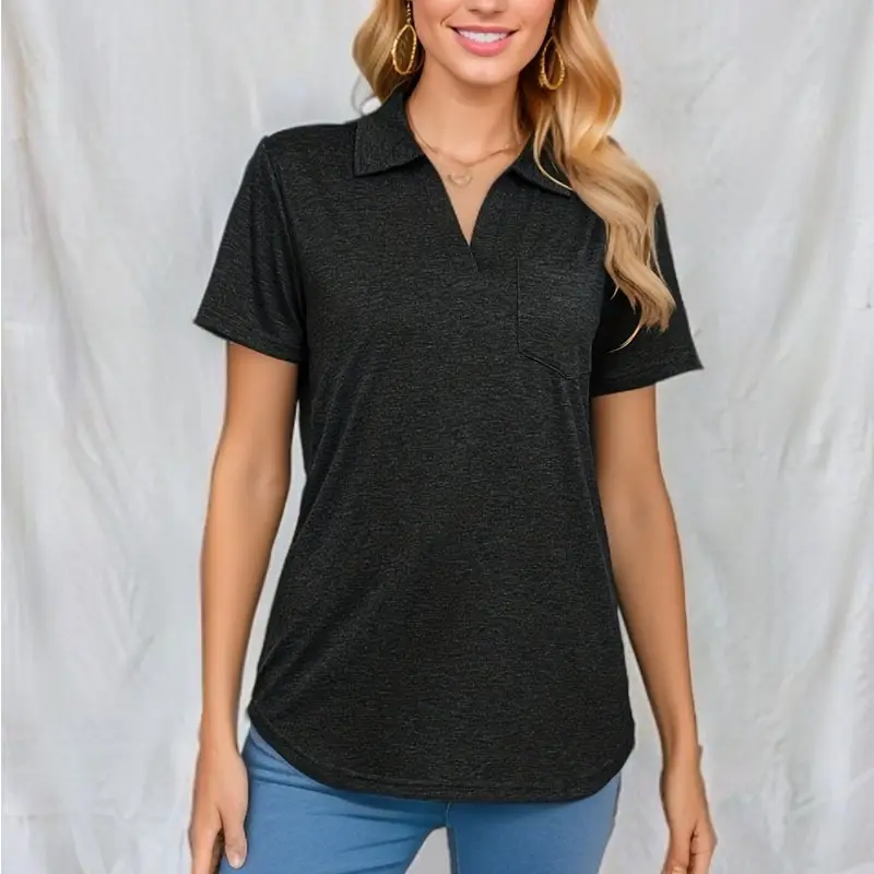 Women White Short Sleeve Lapel T-Shirt 2023 - Image 12