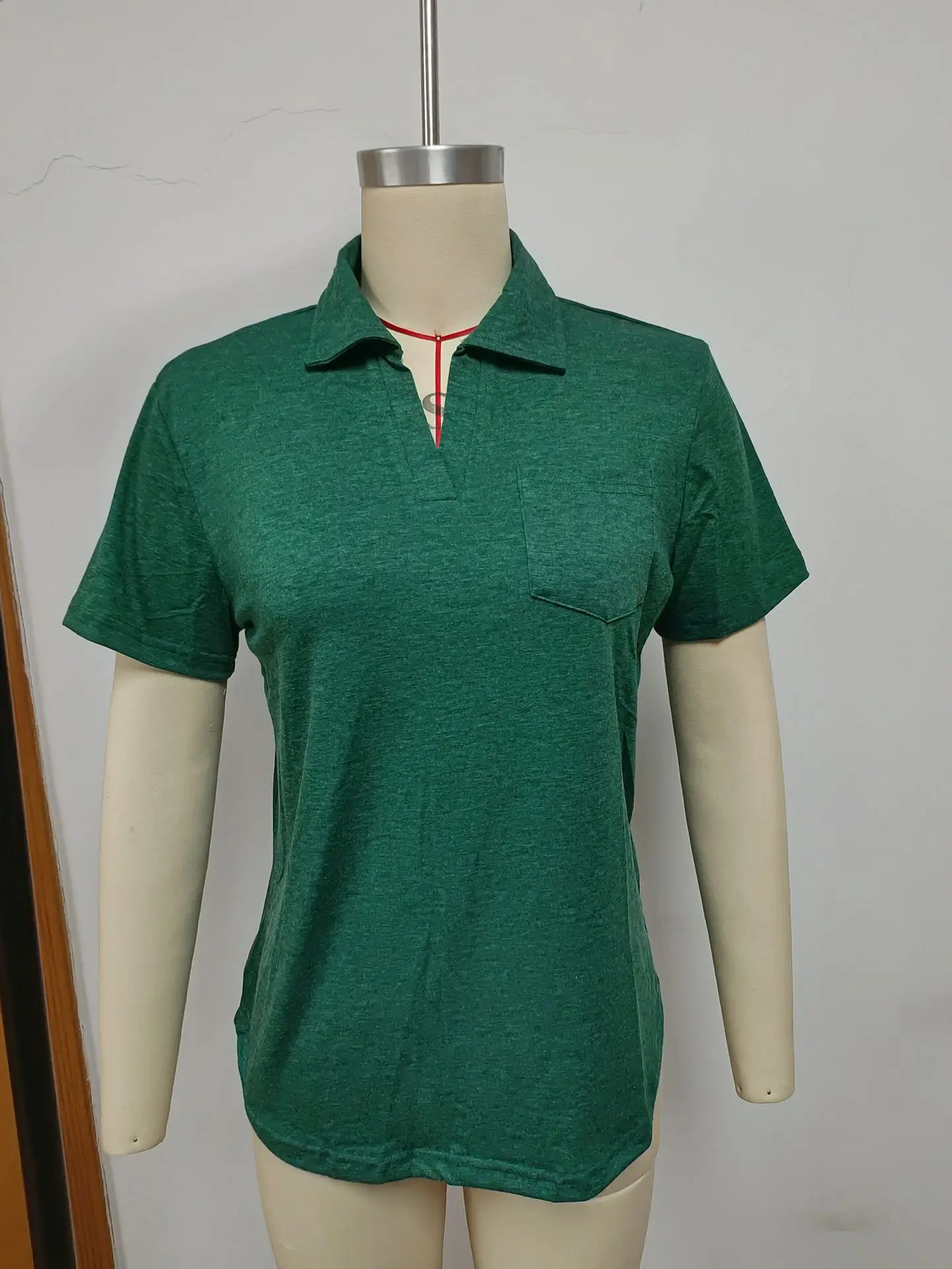 Women White Short Sleeve Lapel T-Shirt 2023 - Image 4