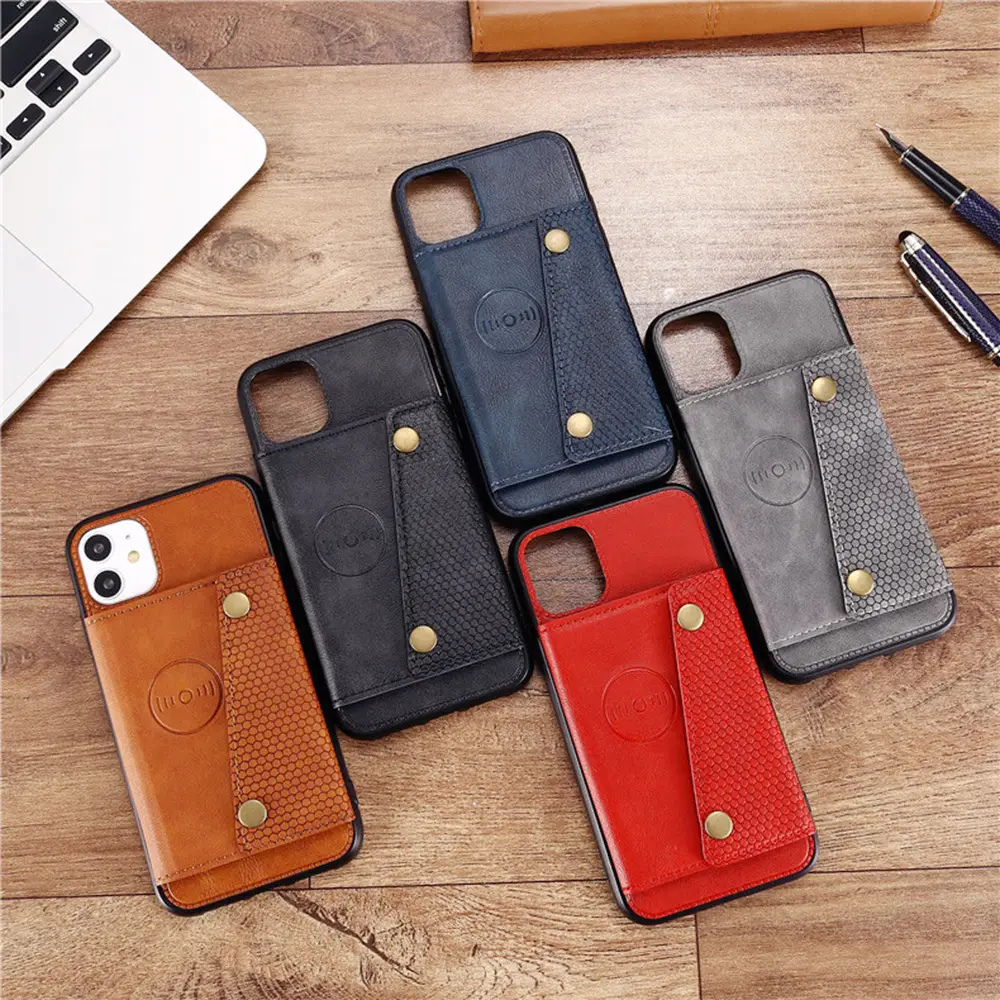 Flip Phone Case for Apple Samsung Huawei Red Leather