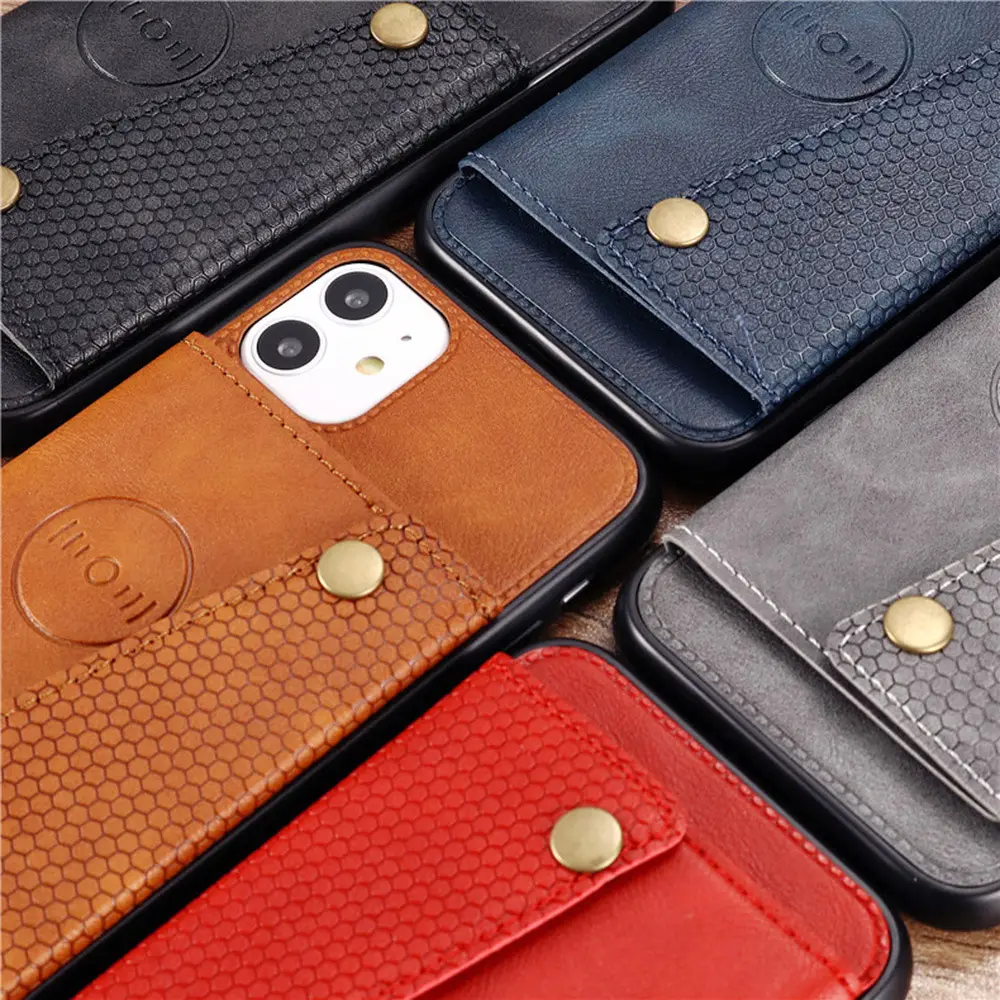 Flip Phone Case for Apple Samsung Huawei Red Leather