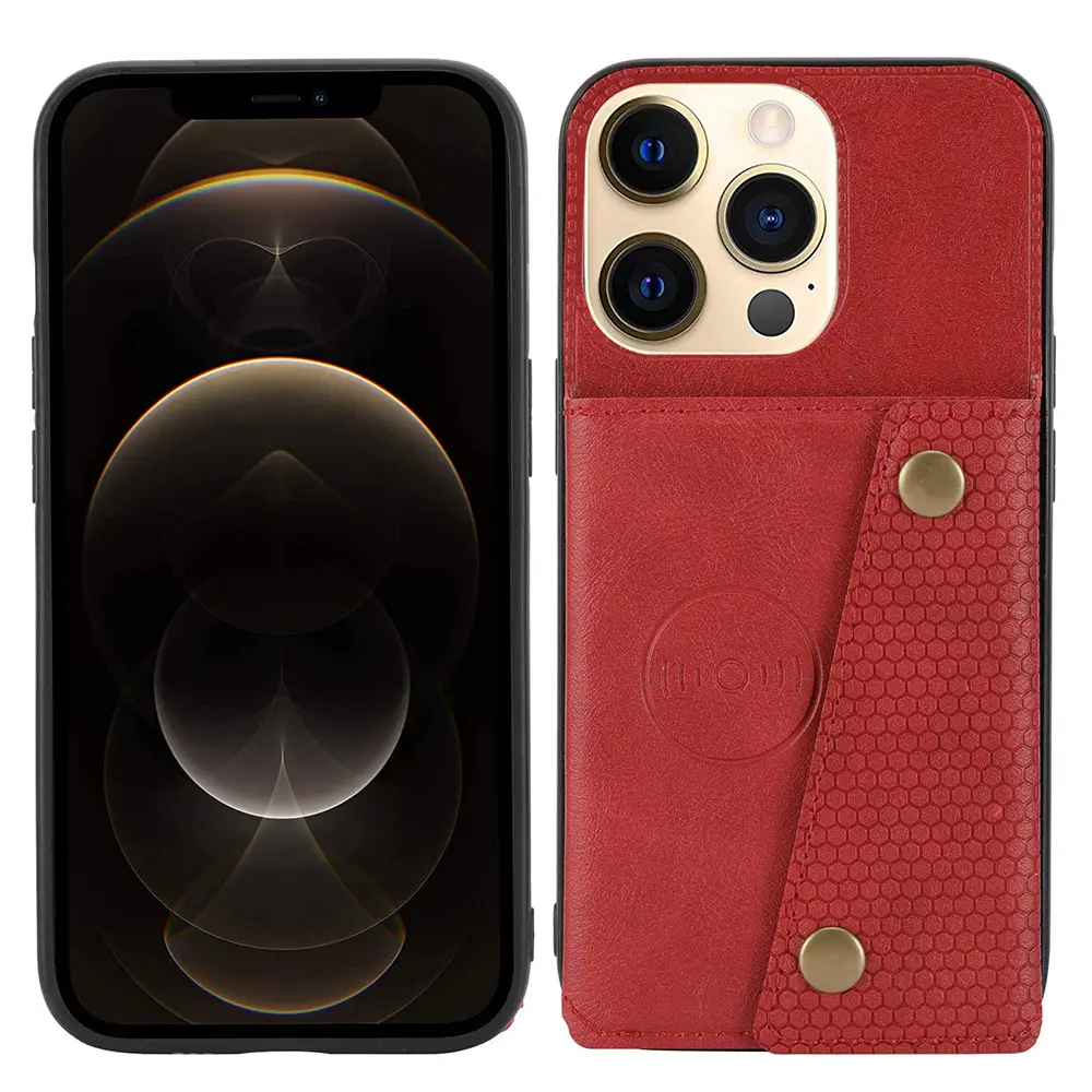 Flip Phone Case for Apple Samsung Huawei Red Leather
