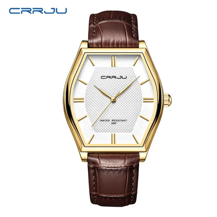 Men's Gold Watch with Brown Leather Belt