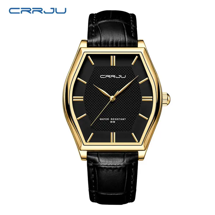 Men's Gold Watch with Brown Leather Belt