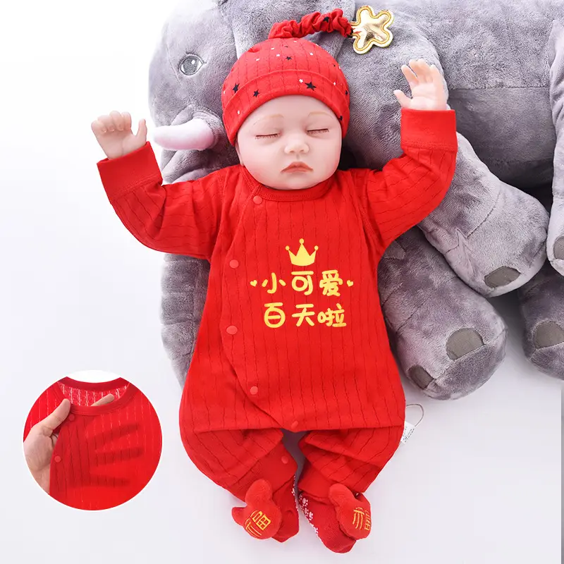 Newborn Red Chinese Style Cotton Suit for 1 Month Old - Image 26