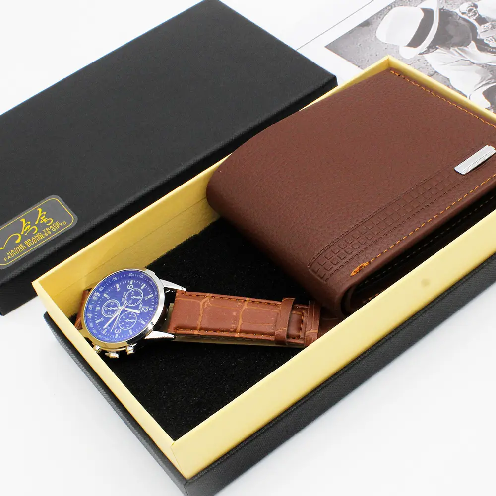 Men's Brown Leather Watch & Wallet Set - Image 3