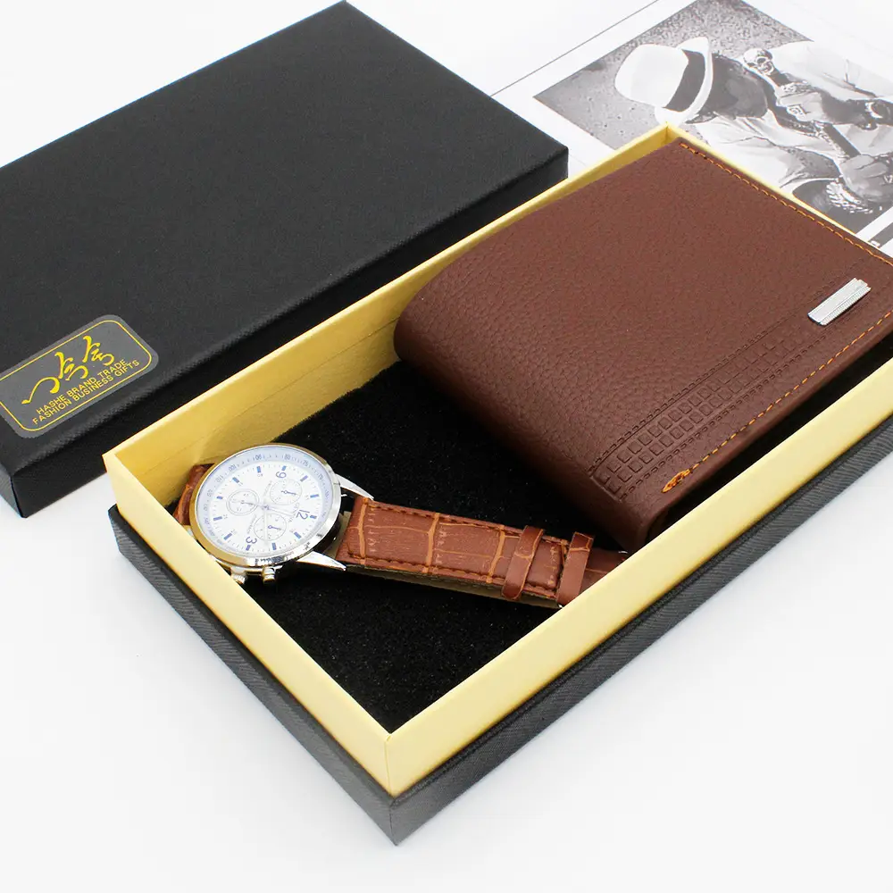 Men's Brown Leather Watch & Wallet Set - Image 5