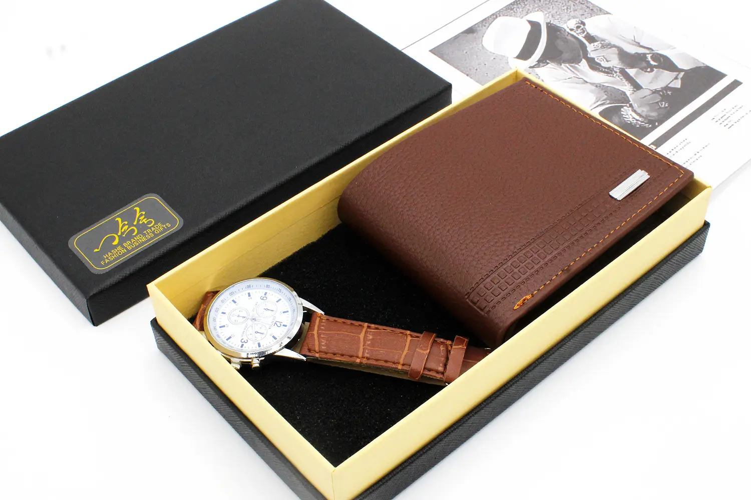 Men's Brown Leather Watch & Wallet Set — feature 10