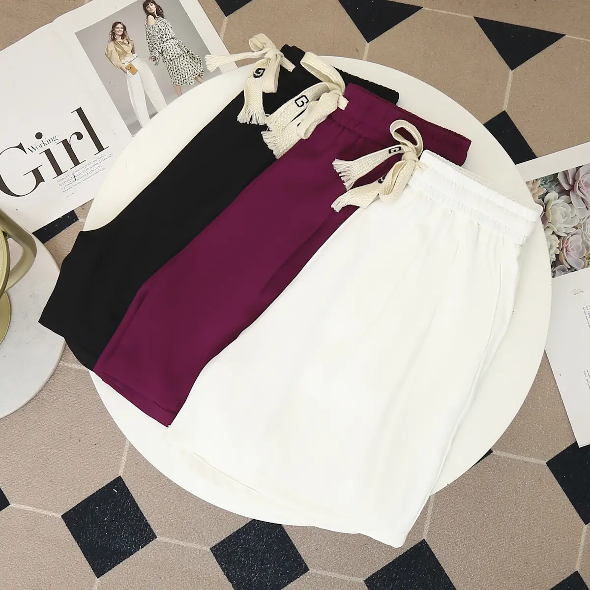 Black Drawstring Shorts for Women 5773 - Image 5