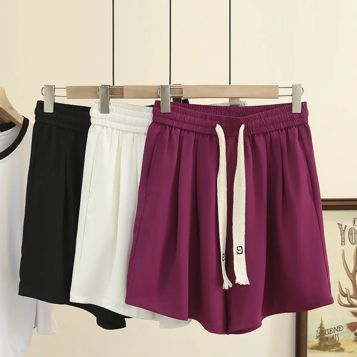 Black Drawstring Shorts for Women 5773 - Image 6