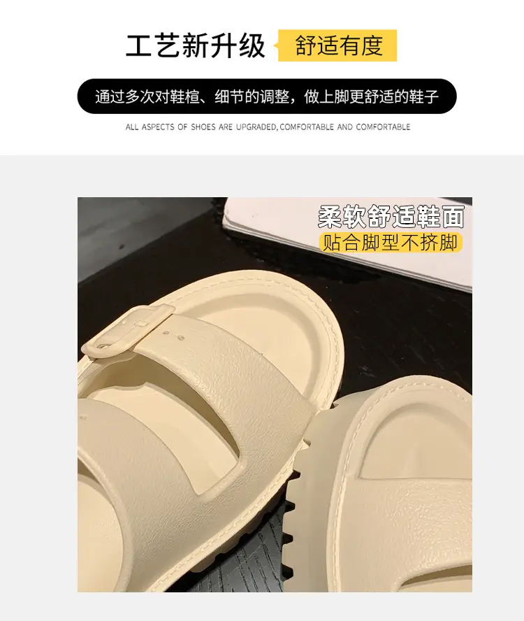 Women's Thick-Soled Outdoor Slippers, European and American Style, Trendy Double-Strap Flat Sandals, Internet Celebrity Casual Slip-On Slippers, Comfortable Ins-Style — feature 11