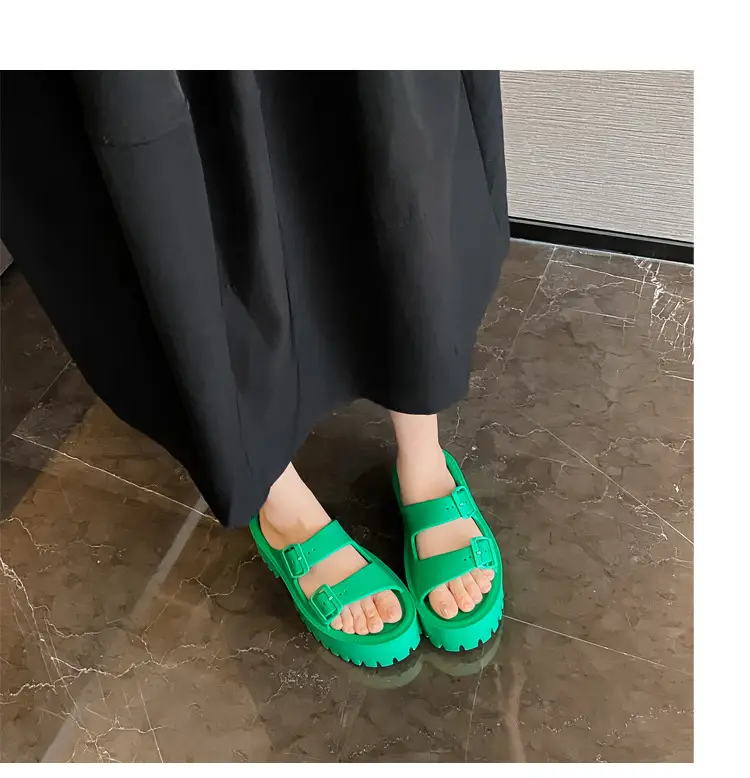 Women's Thick-Soled Outdoor Slippers, European and American Style, Trendy Double-Strap Flat Sandals, Internet Celebrity Casual Slip-On Slippers, Comfortable Ins-Style — feature 16