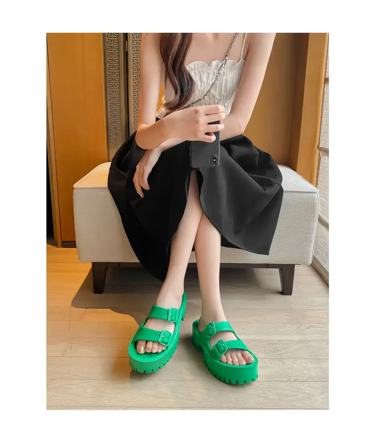 Women's Thick-Soled Outdoor Slippers, European and American Style, Trendy Double-Strap Flat Sandals, Internet Celebrity Casual Slip-On Slippers, Comfortable Ins-Style — feature 17