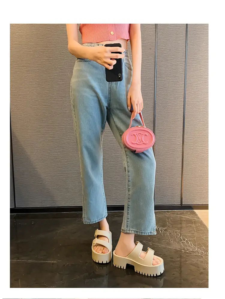 Women's Thick-Soled Outdoor Slippers, European and American Style, Trendy Double-Strap Flat Sandals, Internet Celebrity Casual Slip-On Slippers, Comfortable Ins-Style — feature 21