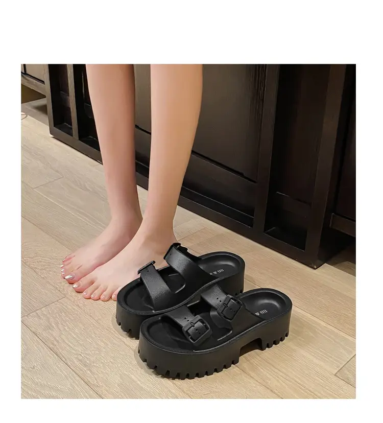Women's Thick-Soled Outdoor Slippers, European and American Style, Trendy Double-Strap Flat Sandals, Internet Celebrity Casual Slip-On Slippers, Comfortable Ins-Style — feature 27