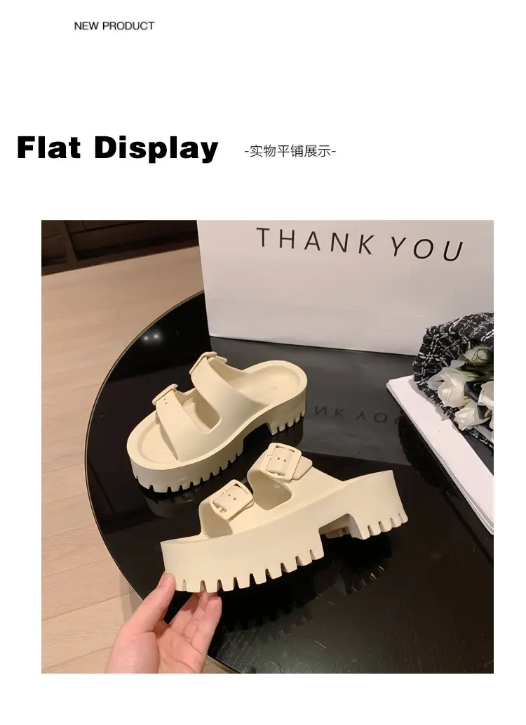 Women's Thick-Soled Outdoor Slippers, European and American Style, Trendy Double-Strap Flat Sandals, Internet Celebrity Casual Slip-On Slippers, Comfortable Ins-Style — feature 31