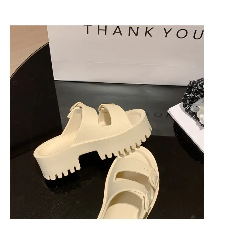 Women's Thick-Soled Outdoor Slippers, European and American Style, Trendy Double-Strap Flat Sandals, Internet Celebrity Casual Slip-On Slippers, Comfortable Ins-Style — feature 33