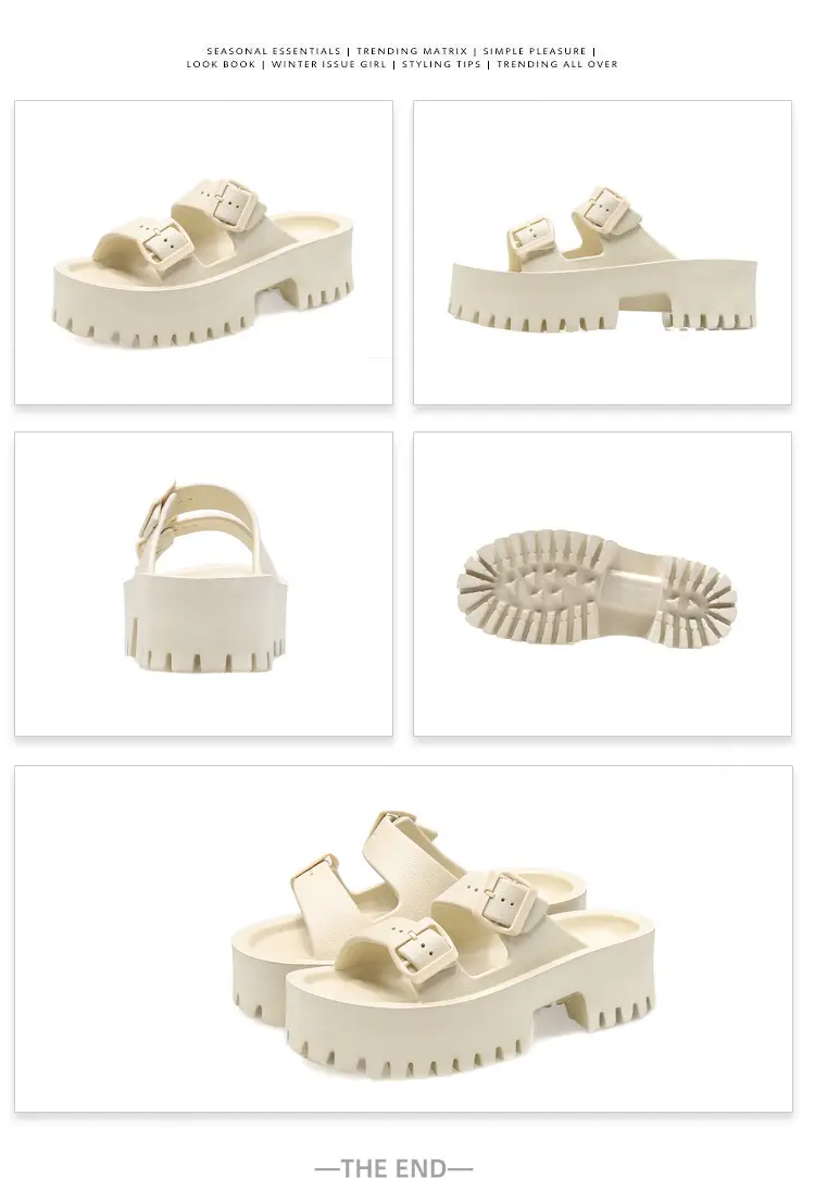 Women's Thick-Soled Outdoor Slippers, European and American Style, Trendy Double-Strap Flat Sandals, Internet Celebrity Casual Slip-On Slippers, Comfortable Ins-Style — feature 40