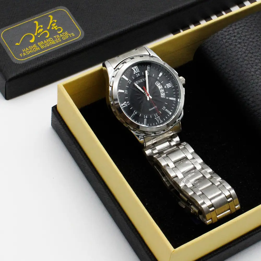 Men's Quartz Watch Set with Stainless Steel Band