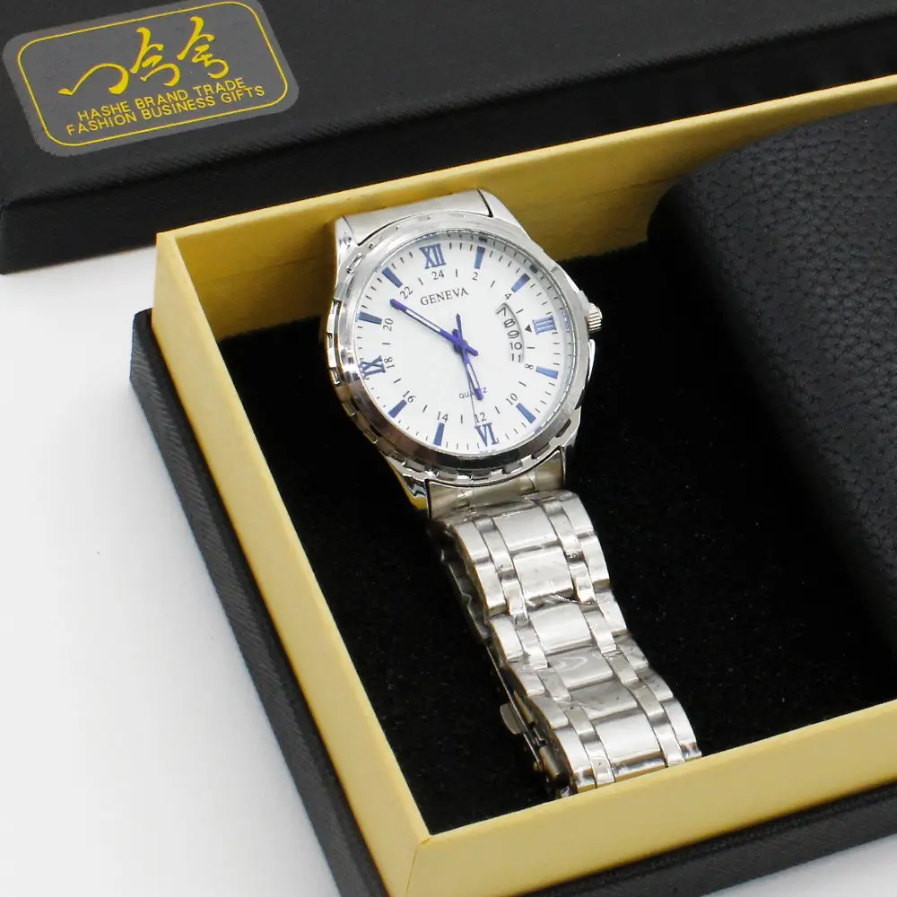 Men's Quartz Watch Set with Stainless Steel Band