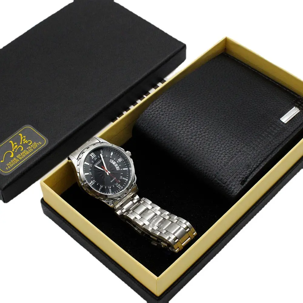 Men's Quartz Watch Set with Stainless Steel Band